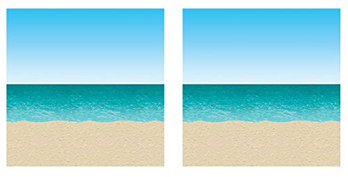 Beistle Ocean & Beach Sand Wall Backdrops, 4’ x 30’, 2 Pack – Photo Backdrop, Easy to Adhere Wall Covering, Tropical Party Decorations, Luau Party, Beach Decor, Hawaiian - style: Ocean & Beach - 2 Piece