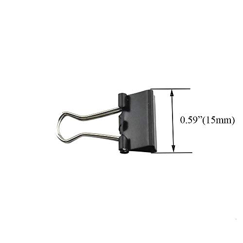 HAHIYO Binder Clips Paper Clamps Spring Steel Sturdy Mini 0.59 inches Width 0.2 Inch Capacity No Sharp Edges Heavy Duty Tight Grip Reusable Black Metal Bright Finish for Home Office School 100 Pack - size: 0.59in-100P
