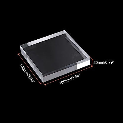 PATIKIL 4"x4"x0.8" Jewelry Display Riser, Polished Acrylic Cube Display Stand Block Collection Showcase Ring Holder Square, Clear - size: 4" x 4" x 0.8"