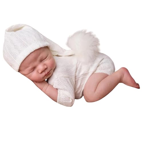 Christmas Newborn Baby Photo Shoot Props Outfits Crochet Clothes Santa Claus Red Hat Pants Photography Props - color: White