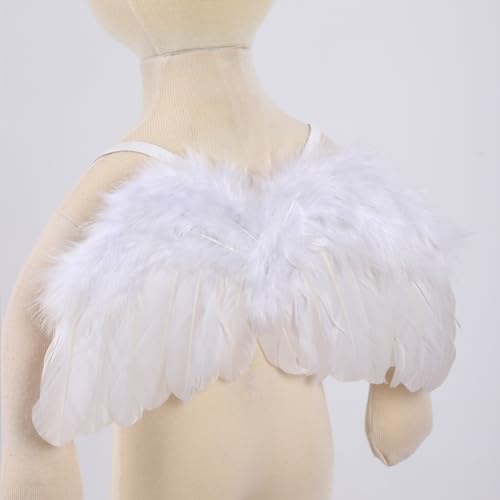 Holibeat 0-6M Baby White Fairy Feather Angel Wings with a Headband Newborn Photography Posing Props (White) - color: white