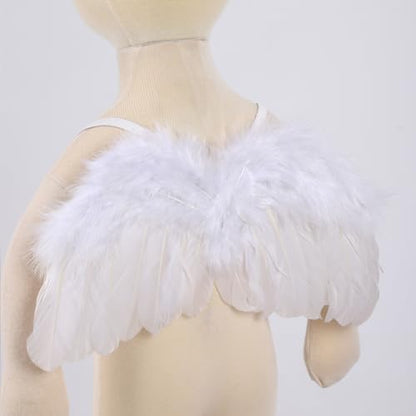 Holibeat 0-6M Baby White Fairy Feather Angel Wings with a Headband Newborn Photography Posing Props (White) - color: white