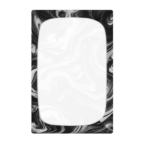 Kigai Black White Marble Texture Crib Sheets - Fitted Crib Sheets for Boys Girls, Soft Baby Crib Mattress Sheets 39 x 27 Inches - size: 39x27 Inch