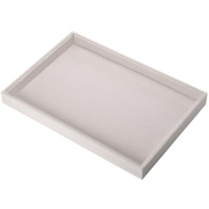 9" x 5.7" Velvet Jewelry Tray Jewelry Display Tray, Stackable Empty Plate Trays for Earrings Necklaces Bracelet Rings Display Showcase - Beige - color: Beige, size: Flat Tray 9"x5.7"