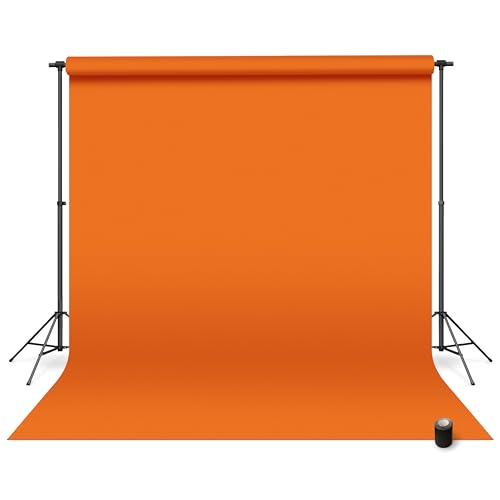 Denny Manufacturing - Seamless Paper Backdrop for Photography, Orange Seamless Paper Roll (53 in x 36 ft) Includes Free Roll Black Gaffer Tape (2 in x 13 ft) - color: Orange, size: 53 in x 36 ft
