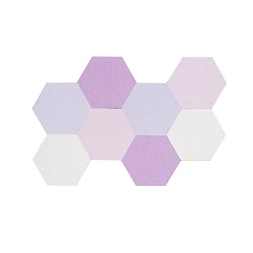 LAJAR 8 Pcs Hexagon Felt Bulletin Board Tiles, Self Adhesive Felt Pin Board Wall Tiles for Photos, Pictures, Memos (Pink) - color: Pink