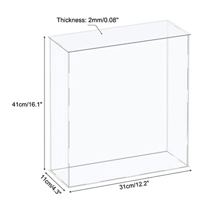 MECCANIXITY Acrylic Display Case Plastic Box Cube Storage Box Clear Assemble Showcase 12.2x4.3x16.1 Inch for Collectibles - size: 12.2x4.3x16.1 Inch