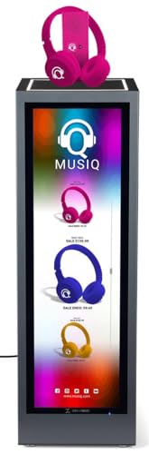 Displays2go Pedestal Display with Digital Sign with Rear Locking Storage Compartment (DF037NLB)