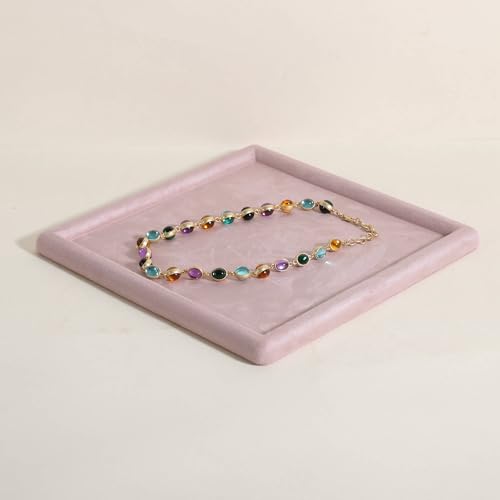 velvet Jewerly display tray, Top Microfiber Jewelry storage organizer plate, Empty Jewelry showcase tray for Necklace Bracelet Ring Earring display stand holder (Pink-Small, 9.8 x 9.8 in) - color: Pink, size: Small