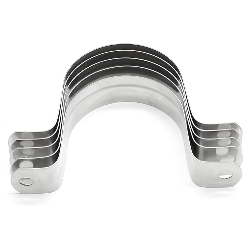 10Pcs 2 Inch Stainless Steel Large Conduit Clamps, Two Hole Strap U Bracket Rigid Pipe Strap Metal U Clamp Conduit Strap Tension Clips U-tube Clamp Heavy Duty - size: 2 inch / 52 mm