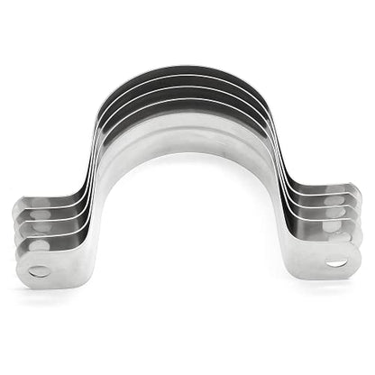 10Pcs 2 Inch Stainless Steel Large Conduit Clamps, Two Hole Strap U Bracket Rigid Pipe Strap Metal U Clamp Conduit Strap Tension Clips U-tube Clamp Heavy Duty - size: 2 inch / 52 mm