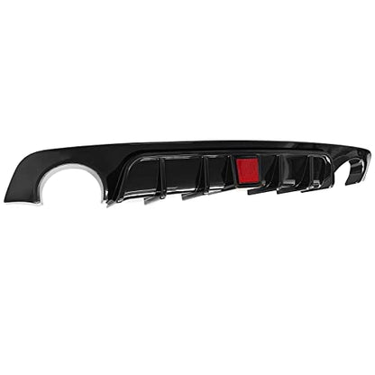 FREEMOTOR802 Rear Diffuser with LED Brake Light, Fits 2018-2024 Infiniti Q50, Gloss Black PP Rear Bumper Molding Lower Lip Splitter Spoiler Valance Panel Add-on Exterior Styling Trim Kit