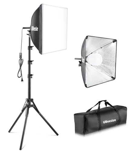 UBeesize Softbox Photography Lighting Kit, 16” x 16” Continuous Lighting Kit with 40W E27 Socket 6500K Bulb, Professional Photo Studio Lighting for Video Recording, Portrait Shooting - style: 16" softbox lighting kit