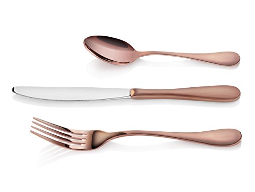 Artaste 56891 Rain 18/10 Stainless Steel Flatware 36-Piece Set, Copper Finish, Service for 12 - color: Copper