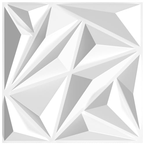 STICKGOO 33 Pack 3D Wall Panels for Interior Wall Decor, 12''x12'' Diamond Textured Panels, White Accent Wall Covering Panels for Living Room, Gaming Room, TV Background - color: White