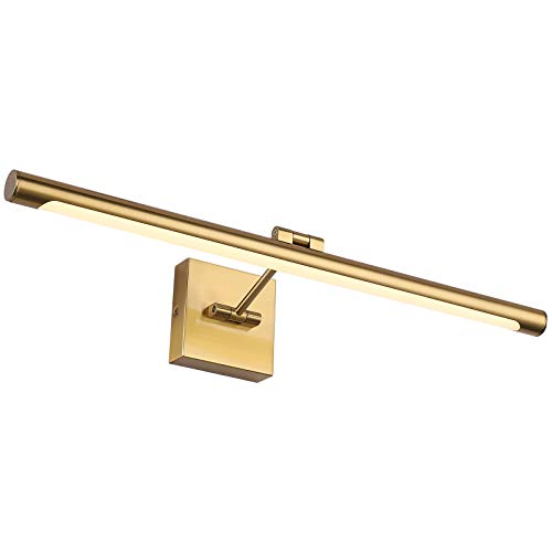 LED Picture Light Fixtures 24.4 Inches, Full Metal Artwork Wall Lamp with Single Swing Arm, 14W (70W Eqv.), Hardwired Connection, Non-Dimmable, 3000K Warm White, CRI80+, Golden-Like Brass Finish - color: Brass, size: Non-Dimmable 24.4" Long