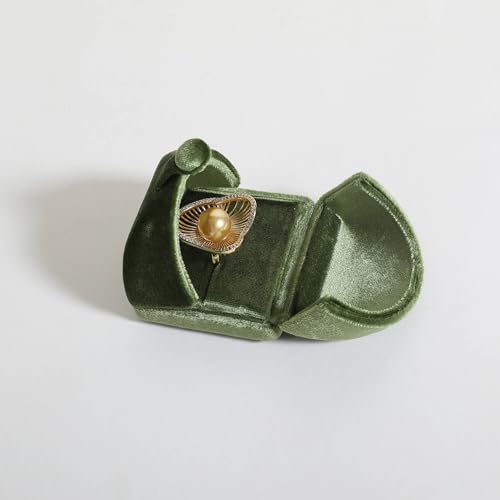 Green Velvet Jewelry Ring Box, Soft Lined Jewelry Display Holder with Luxury Design, Elegant Ring Storage Case for Women【Ring Storage, Green】
