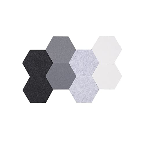 LAJAR 8 Pcs Hexagon Felt Bulletin Board Tiles, Self Adhesive Felt Pin Board Wall Tiles for Photos, Pictures, Memos (Gray) - color: Gray