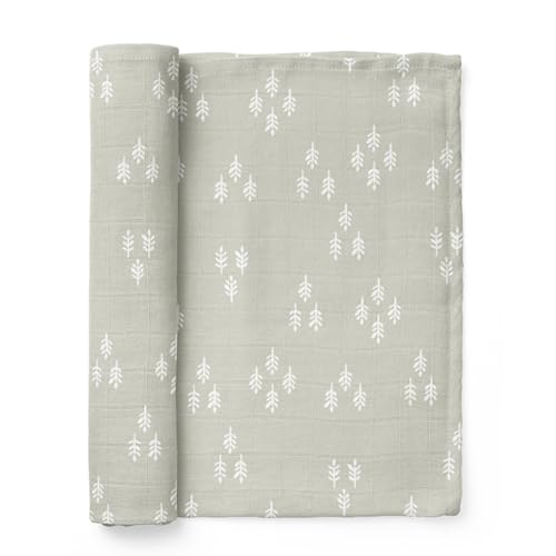 Mini Wander Swaddles for Newborns Muslin Swaddle Blankets - Breathable Soft Gender Neutral Receiving Blanket Baby Essentials | 47 x 47 Cotton - (Forest (Gray Wolf) - color: Forest (Gray Wolf)