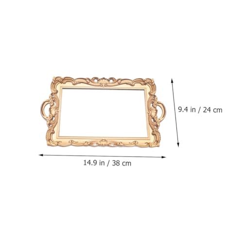 Luxshiny Retro Cosmetic Storage Tray Golden Mirror Surface, European Style Decorative Vanity Tray for Perfume and Jewelry Display, Photo Prop for Home Décor and Dressing Table