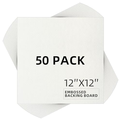 Falling in Art 50 Pack Embossed Backing Board, 12x12 Acid-Free Mat Boards, 4 Ply Thickness Uncut White Backing Boards for Photos, Pictures, Frames, Artworks and Prints - size: 12x12 - 50 Pack