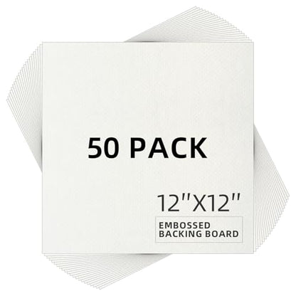 Falling in Art 50 Pack Embossed Backing Board, 12x12 Acid-Free Mat Boards, 4 Ply Thickness Uncut White Backing Boards for Photos, Pictures, Frames, Artworks and Prints - size: 12x12 - 50 Pack