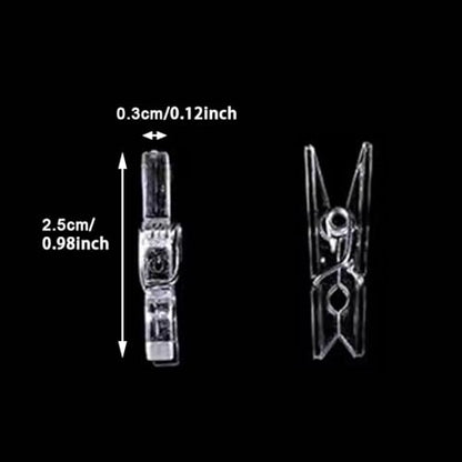 50pcs Clear Small Clips, Binder Photo Clips Mini Hanging Spring Clip Transparent Plastic Clip for Hanging Clothes Photos Picture(Transparent)