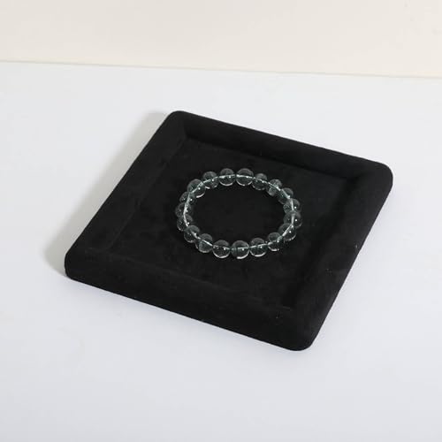 Jewelry storage organizer plate, Square velvet Jewerly display tray, Empty Jewelry showcase tray for Necklace Bracelet Ring Earring display stand holder (Black-Medium, 5.9 x 5.9 in) - color: Black, size: 5.9" x 5.9"
