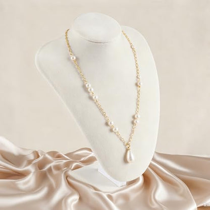 TENINYU Professional 3D Necklace Display Stand, Beige Velvet Jewelry Bust Holder, 8.5 Inch Chain Organizer Tower for Home Display (Beige) - color: Beige
