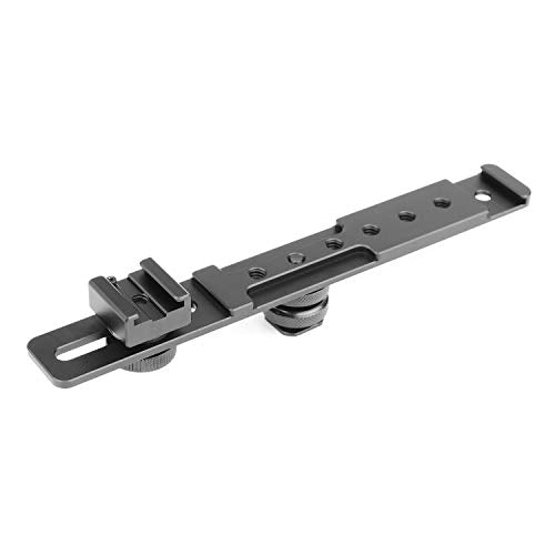 ChromLives 8'' Cold Shoe Extension Bar, Flash Straight Bracket, Camera Dual Mount Flash Bracket Compatible with Nikon Canon Sony Olympus DSLR Camera Camcorder DV - color: Dual camera mount