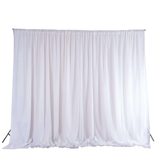 Efavormart 20ftx10ft White Dual Layered Chiffon Polyester Room Divider, Backdrop Curtain with Rod Pocket - color: White, size: 120"W x 240"L (Pack of 1)