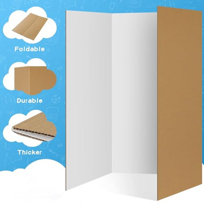 VinTS 36" x 48" Large Trifold Poster Board,4 Pack White Corrugated Foldable Project Boards for Science Fair, School Projects,Photo Displays