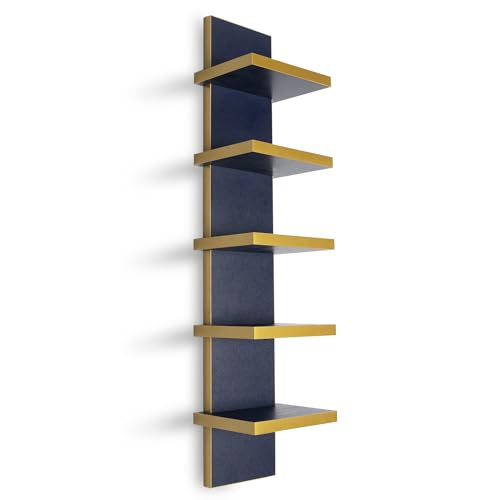 Homaterial 5 Tier Wall Shelf Unit, Decorative Wall Mount Vertical Shelving,Modern Column Floating Shelves for Bedrooms, Bathrooms 5.5" x 7.2" x 31"(Blue) - color: Blue, size: 5 Tier|31" Height