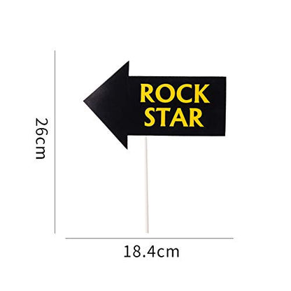SUNBEAUTY 18 Pcs Rock and Roll Birthday Party Decorations Music Note Guitar Star Photo Booth Props Music Theme Party Supplies - color: Photo Props-rock and Roll
