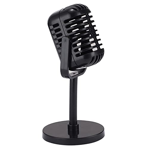 Facmogu Vintage Microphone Prop, Plastic Fake Microphone for Halloween Decor, Retro Mic Fake Prop for Costume & Role Play, Antique Mic Stage Table Decor Party Favors - Black - color: Black