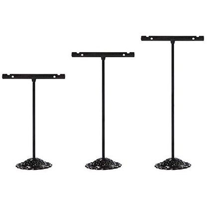 Black Earring T Shape Stand Detachable Metal Earring Display Storage Rack for Photography Jewelry Props Show Closet Retail Store Display 3 Pcs, T Shape