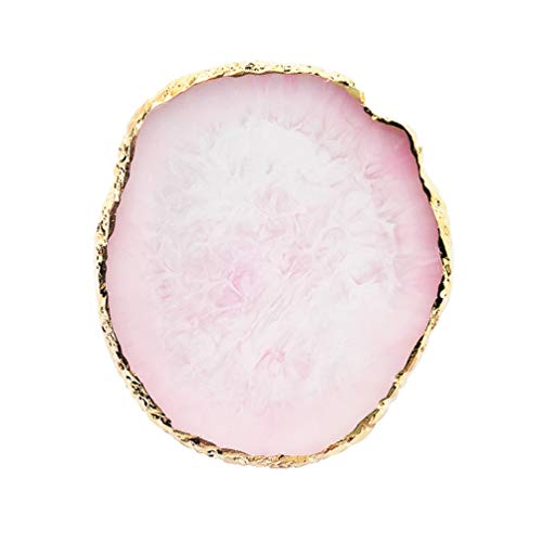 Resin Nail Art Palette,Nail Art Painting Mixed Color Palette Gold Edge Nail Gel Color Makeup Display Board (Pink) - color: 3# Pink