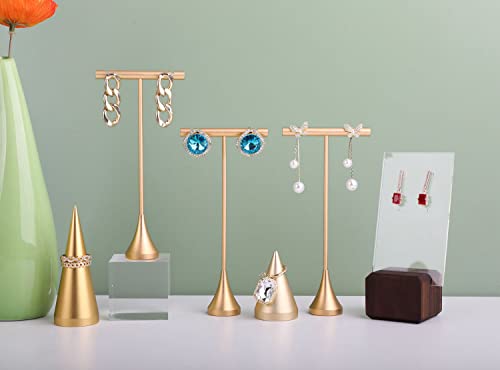 2pcs Gold Ring Display - Wedding Ring Holder for Nightstand, Height 2" and 3.1" - color: Gold