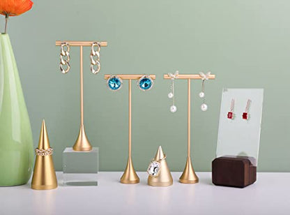 2pcs Gold Ring Display - Wedding Ring Holder for Nightstand, Height 2" and 3.1" - color: Gold