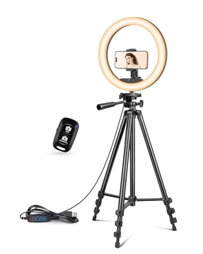 UBeesize 12 inch Ring Light with Stand, Selfie Ring Light with 50" Extendable Tripod Stand & Phone Holder for Live Stream/Makeup/YouTube Video - size: 12in, style: Standard