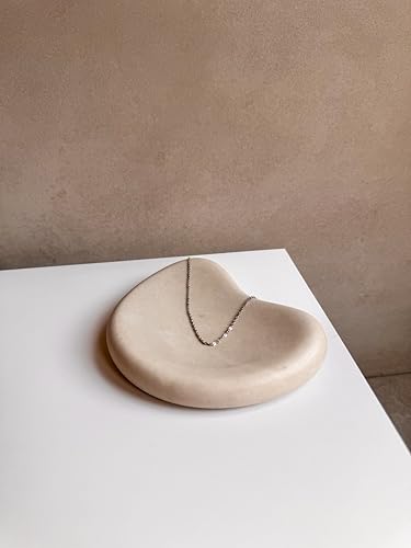 Chunky Pebble Tray, Bean Trinket Tray, Asymmetrical Tray, Oblong Dish, Jewelry Display, Irregular Tray, Cloud Display, Nordic Concrete Decor (Creamy Gray) - color: Creamy Gray