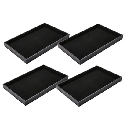 Black Velvet Stackable Jewelry Tray Showcase Display Earring Necklace Bracelet Rings Organizer…… (4 pcs) - size: 4 pcs