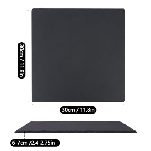 4 Pack 12 x 12 Inch Slate Cheese Boards, Black Square Slate Charcuterie Boards, Natural Charcuterie Stone Plates for Parties, Gifts, and Special Events, Cheese, Sushi, Food. - size: 4 Pack 12 x 12 Inch