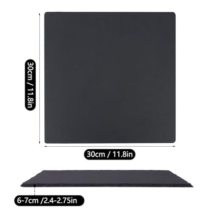 4 Pack 12 x 12 Inch Slate Cheese Boards, Black Square Slate Charcuterie Boards, Natural Charcuterie Stone Plates for Parties, Gifts, and Special Events, Cheese, Sushi, Food. - size: 4 Pack 12 x 12 Inch