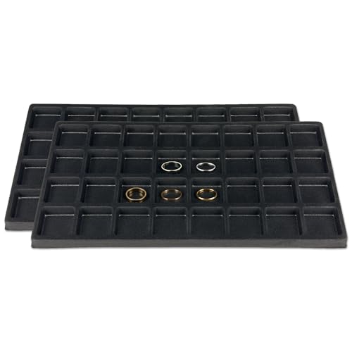 TheDisplayGuys For Your Modern Living 2-Pack 32-Compartments Flocked Velvet Jewelry Display Inserts - Tray/Case Liners - Ring Earrings Storage, (Black) by The Display Guys - color: Black, size: Compartments - 32