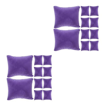 LOGOFUN 20PCS Velvet Watch Pillows Small Bracelet Display Pillows Rectangle Velvet Watch Cushions for Bangle Jewelry Storage Supplies - Purple 3.5X3.1X1.6in