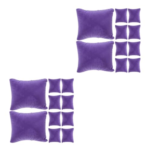 LOGOFUN 20PCS Velvet Watch Pillows Small Bracelet Display Pillows Rectangle Velvet Watch Cushions for Bangle Jewelry Storage Supplies - Purple 3.5X3.1X1.6in