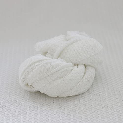 Newborn Photography Props Blanket Wrap Soft Knitted Stretch Baby Boys Girls Photoshoot Prop Cloth (White) - color: White
