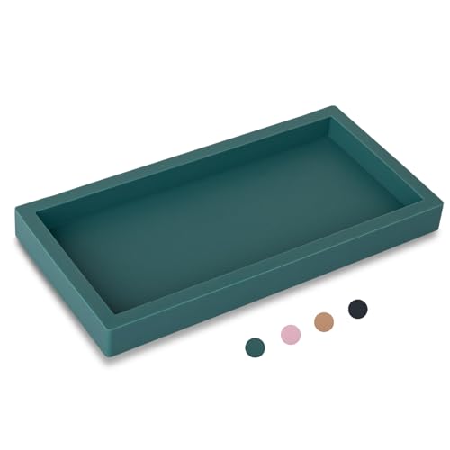 Small Silicone Bathroom Vanity Tray Rectangle Soap and Sponge Holder Kitchen Sink Organizer for Scrubber, Lotion Bottles, Perfume, Jewelry, Candle, Key Trinket Ring, Turquoise - color: Turquoise, size: 7.9" x 4.0"