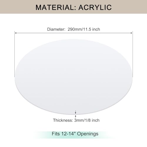 Lampshade Diffuser, 11.5" Diameter Round Diffuser Lamp Shade for Drum Style Lampshades Pendants Softening Light, DIY Light Fits 12-14" Openings, Frosted White Acrylic - size: 11.5"